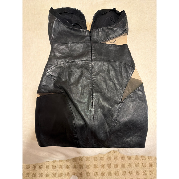 LaMarque Garbina Leather Mini Dress in Black - Picture 6 of 9